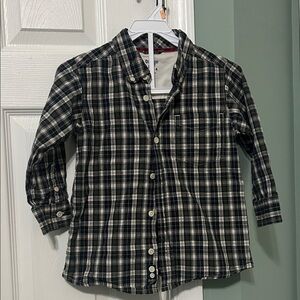 OshKosh B'gosh Navy and White Checkered Button-Down Shirt